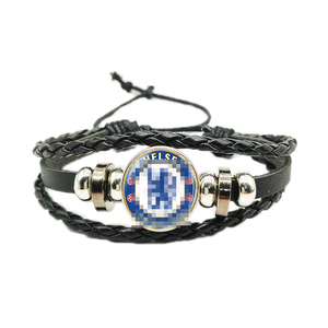 <span class=keywords><strong>UEFA</strong></span> <span class=keywords><strong>Champions</strong></span> <span class=keywords><strong>League</strong></span>, logotipo del club de fútbol europeo, pulsera de cuerda de cuero ajustable tejida con gema de tiempo - Product Image 4