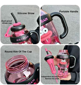 Gobelet en plastique estival élégant, gobelet à thé au lait, gobelet Lucky Belly, gobelet mignon avec ceinture de vent, <span class=keywords><strong>bouteille</strong></span> d'eau avec paille - Product Image 2
