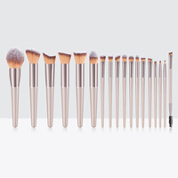 Ensemble complet de 10 pinceaux de maquillage couleur or champagne, pour fond de teint, poudre libre, blush, anticernes, fard à paupières, ensemble professionnel