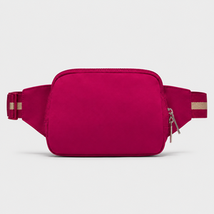 Sac banane de sport grande capacité 2L, couleur unie, fermeture éclair dorée, sangle réglable, pour randonnée en extérieur, entrepôt USA - Product Image 3