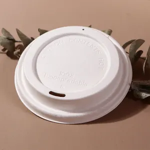 Food Grade Biodegradable Sugarcane Pulp Bagasse Disposable Cup Lid Bagasse Cup Lid Sugarcane Coffee Lids