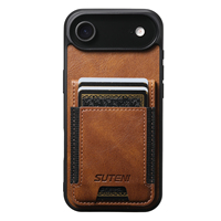 Étui de téléphone SUTENI pour iPhone 18 Pro Max avec porte-cartes, bande élastique, texture lisse, support en similicuir de luxe, compatible avec les modèles 17, 16 Plus, 15, 14, 13, 12