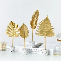 ゴールドカラー鉄素材装飾葉形状スタイル金属家の装飾リビングルームテーブルアクセサリー発売中