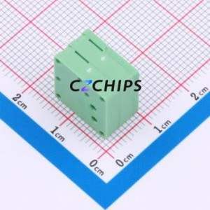 MX205R-3.5-02P-GN01-Cu-A Spring Terminal Block Through hole Component THT,P=3.5mm Connector 1x2P 3.5mm Green Right Angle Insert - Product Image 2