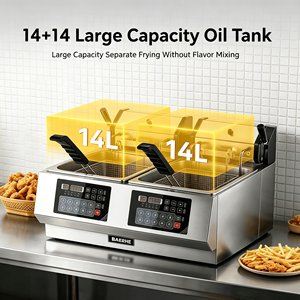 Friteuse électrique avec filtration d'huile, friteuse commerciale en acier inoxydable pour une durée <span class=keywords><strong>de</strong></span> vie prolongée <span class=keywords><strong>de</strong></span> l'huile - Product Image 1