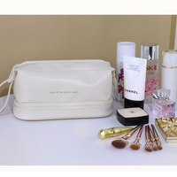 Pochette de voyage portable pour brosses, trousse de maquillage, sac de beauté en toile et cuir PU pour filles et femmes