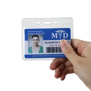 Bestom ברור ויניל פלסטיק מחזיק כרטיס אשראי מחזיק תעודת זהות בקרבה אופקית עם שרוך