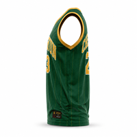 Maillot de basket-ball vert émeraude classique des années 90, lettrage universitaire, uniforme d'équipe rétro