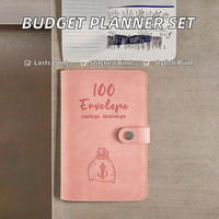 Carnet de planification budgétaire 100 enveloppes, couverture en tissu, design imprimé, reliure agrafée, accessoires de papeterie, cadeau personnalisé haut de gamme