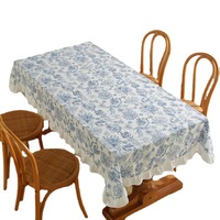 Nappe en coton brodée imperméable et résistante à l'huile de style côtier personnalisée WML090 pour table basse ronde et table à manger