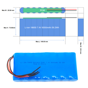 Pack de batteries lithium-ion OEM personnalisé 7,4 V 18650 <span class=keywords><strong>21700</strong></span> 2S4P 8000 mAh 4400 mAh avec BMS 2S pour enceintes Bluetooth - Product Image 1