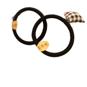 Élastique à cheveux perlé à cinq brins en tissu noir, accessoire de coiffure décontracté - Product Image 5
