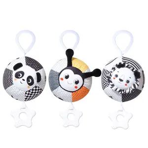 Panda Lion Caterpillar Plush animals Rattle Ball Hanging With Soft Baby Teether for kids toys