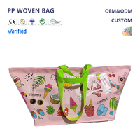 Bolsa de Compras Promocional de Polipropileno Tejido, Diseño Personalizado, Material Reciclado, Plegable, Superficie Laminada