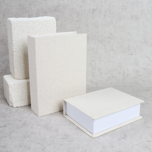 Custom Logo Natural Linen Jewelry <b>Box</b> 11.4x13x3.9cm Luxury Rigid Cardboard <b>Book</b> Style Gift <b>Box</b> for Jewelry Watch Wholesale - Product Image 1