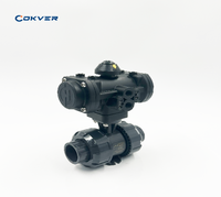 COKVER CK56 Katup Bola Pneumatik 2 Arah untuk Minyak Gas Air Aksi Ganda PVC/Cpvc DN15 DN100 PN1.0 MPA Suhu Sedang
