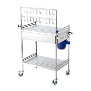 Chariot d'infusion médical en acier inoxydable avec crochets et tiroirs pour usage hospitalier - Product Image 3