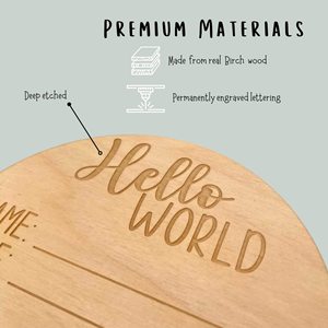 Cartoline pietra miliare in legno "ciao mondo" in compensato 15cm targhe pietra miliare - Product Image 4