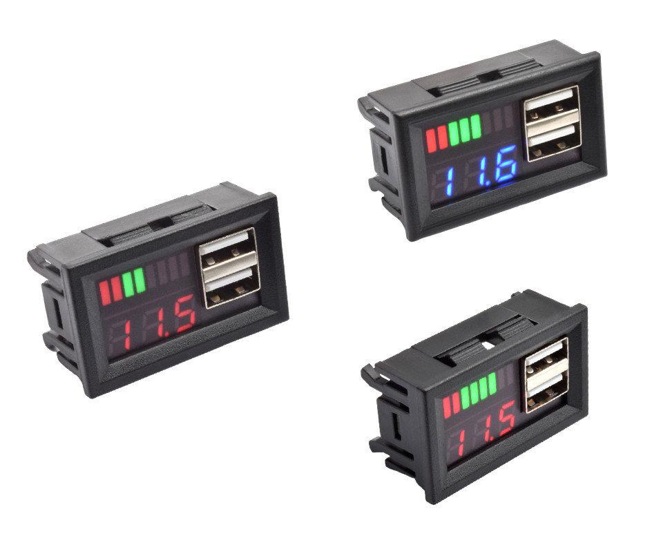 Digital <strong>Lead</strong> <strong>Acid</strong> <strong>Lifepo4</strong> Lithium <strong>Battery</strong> Capacity Indicator USB Charger Voltmeter Panel Voltage Meter Tester <strong>12V</strong> Car Motorcycle