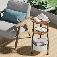 Table basse moderne personnalisée pour petits espaces avec panier de rangement, 3 niveaux, en MDF, meubles de salon