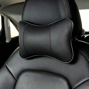Car Neck <strong>Headrest</strong> <strong>Pillow</strong> Leather Memory Foam Car Seat Head Support Cushion Breathable Auto Neck <strong>Pillow</strong> - Product Image 2