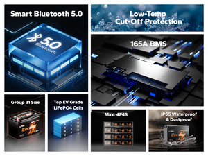 Nhóm 31 Cuộc Cách Mạng litime 12V 165ah Bluetooth Lithium Ion battery pack với miễn phí BMS <span class=keywords><strong>App</strong></span> - Product Image 3