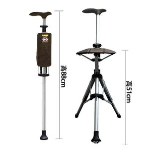 Canne pliante en alliage d'aluminium pour personnes âgées, bâton de soutien pour la randonnée en plein air avec siège, aide à la marche légère et portable - Product Image 4