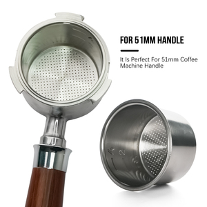 Prix de gros 1 pièce Porte-filtre sans fond en acier inoxydable écologique 51 mm 4 tasses Filtre à café réutilisable Panier <span class=keywords><strong>Delonghi</strong></span> - Product Image 2