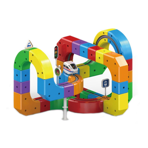 Ensemble <span class=keywords><strong>de</strong></span> voitures <span class=keywords><strong>de</strong></span> course sur rail électrique éducatif STEM <span class=keywords><strong>de</strong></span> 81 pièces, blocs <span class=keywords><strong>de</strong></span> construction 3D DIY, jouet pour enfants, apprentissage précoce, cadeau d'anniversaire - Product Image 1