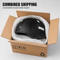 Casques de moto demi-intégraux en fibre de carbone légers avec boucle à dégagement rapide à une main, languette de traction rouge, finition brillante et doublure amovible lavable