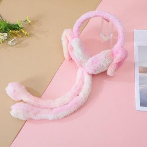 新しいふわふわのウサギ耳ヘッドホン、可動機構付き、柔らかい冬用暖かい葉っぱのようなキュートな毛皮のウサギ耳イヤーマフ、女性と子供向け - Product Image 3
