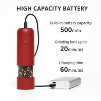 Moulin à sel et poivre automatique rechargeable USB-C en plastique de qualité alimentaire avec lumière LED intégrée, design moderne