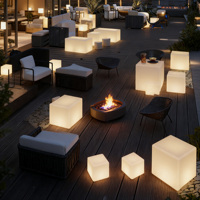 Ensemble de meubles de patio en cube LED rechargeable, moderne, imperméable, pour jardin extérieur, table et chaises