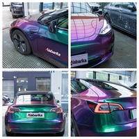 Film Pelindung Cat Mobil Vinyl PET Glossy Chameleon Ungu Hijau Biru dengan Blokir UV & IR Garansi 3 Tahun untuk Bodi