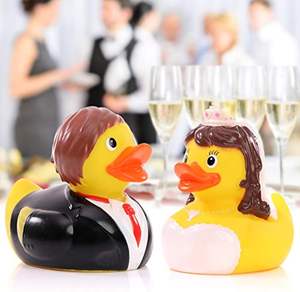 Paperella di Gomma Personalizzata per Matrimonio, Divertente Giocattolo Galleggiante in Vinile 7-8 Cm, Sposi per Regalo Bambini, Giocattolo Qiyu - Product Image 6