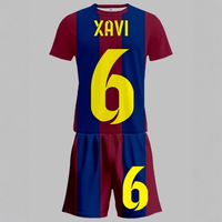 Barcelona Erkek Futbol Forması Seti Xavi 6 Süblimasyon Baskılı Hızlı Kuruyan Bisiklet Yaka Yetişkin Tüm Mevsimler Spor Giysisi