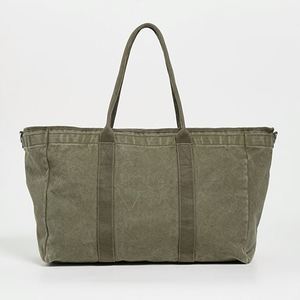 กระเป๋าถือสะพายไหล่แบบกันน้ำสีพื้นเรียบง่าย ทำเองได้ตามสั่ง สำหรับผู้หญิง  ขนาดใหญ่ จุของได้เยอะ  งานแฮนด์เมด สีเขียวมะกอก สำหรับฤดูร้อนและฤดูใบไม้ร่วง - Product Image 1