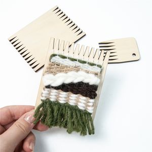 Mini Telaio per Tessitura in Legno per Bambini, Rettangolare o Rotondo, con Pettine, Ago e Filato - Product Image 3