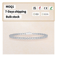 Bracelet en argent sterling S925 2mm VVS D Moissanite avec chaîne de tennis en diamant pour femme Bracelets en moissanite Bracelets