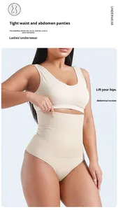 Faja Moldeadora de Cintura Alta sin Costuras para Mujer, Control de Abdomen, Reductora de Cintura, Tanga, Ropa Interior, <span class=keywords><strong>Bikini</strong></span> de Punto - Product Image 3