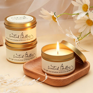 Vela Aromática de Estaño Dorado, Regalo de Boda, Regalo de Cumpleaños, Regalo Festivo, Estilo Clásico, Hecho a Mano, Natural, de Larga Duración - Product Image 1