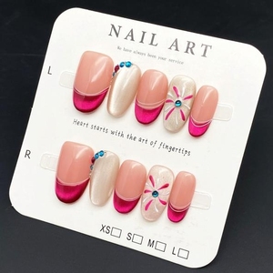 Diseñador Prensa en las <span class=keywords><strong>uñas</strong></span> Ojo de gato corto Estilo francés 3D 10 piezas <span class=keywords><strong>Uñas</strong></span> acrílicas hechas a mano Venta al por mayor <span class=keywords><strong>Uñas</strong></span> postizas - Product Image 5