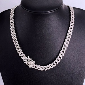 <span class=keywords><strong>Collana</strong></span> a Catena Cubana Iced Out Bling da 8mm con Diamanti CZ Completi, Gioielli da <span class=keywords><strong>Uomo</strong></span> e Donna - Product Image 1