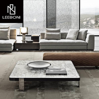 Ensemble de table basse sur mesure Ensembles de table basse avec dessus en marbre en acier inoxydable à géométrie simple et de luxe moderne pour le salon