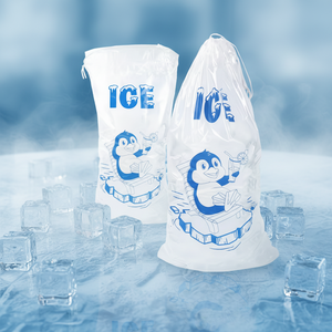 שקית קרח מפלסטיק שקוף 8LB 10LB 20LB עם שרוך כותנה למשקאות אנרגיה, הדפסת גרוור, טיפול במשטח - Product Image 2