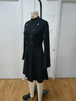 Robe noire classique en gros dames noir à manches longues débardeur Double boutonnage mode décontracté robes courtes femmes