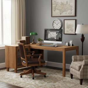 SENYU Bureau d'angle en L en bois massif avec armoire de rangement en verre Changhong, idéal pour l'étude et l'ordinateur à domicile, direct usine transfrontalière - Product Image 6