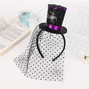 Diademas de Encaje con Velo de Halloween, Lindas Diademas de Bruja con Araña - Product Image 4