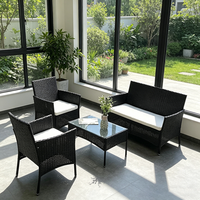 Ensemble de meubles de jardin en rotin PE pour cour extérieure, table à thé, quatre pièces, terrasse, villa, combinaison de loisirs, hôtel, mobilier moderne