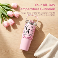 Hotselling Premium Kwaliteit 30oz RVS Tumbler met Handvat, Aangepaste Logo Hartprint, Geïsoleerde Reismok, Auto Waterbeker